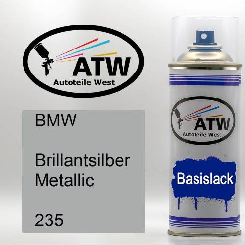 BMW, Brillantsilber Metallic, 235: 400ml Sprühdose, von ATW Autoteile West.